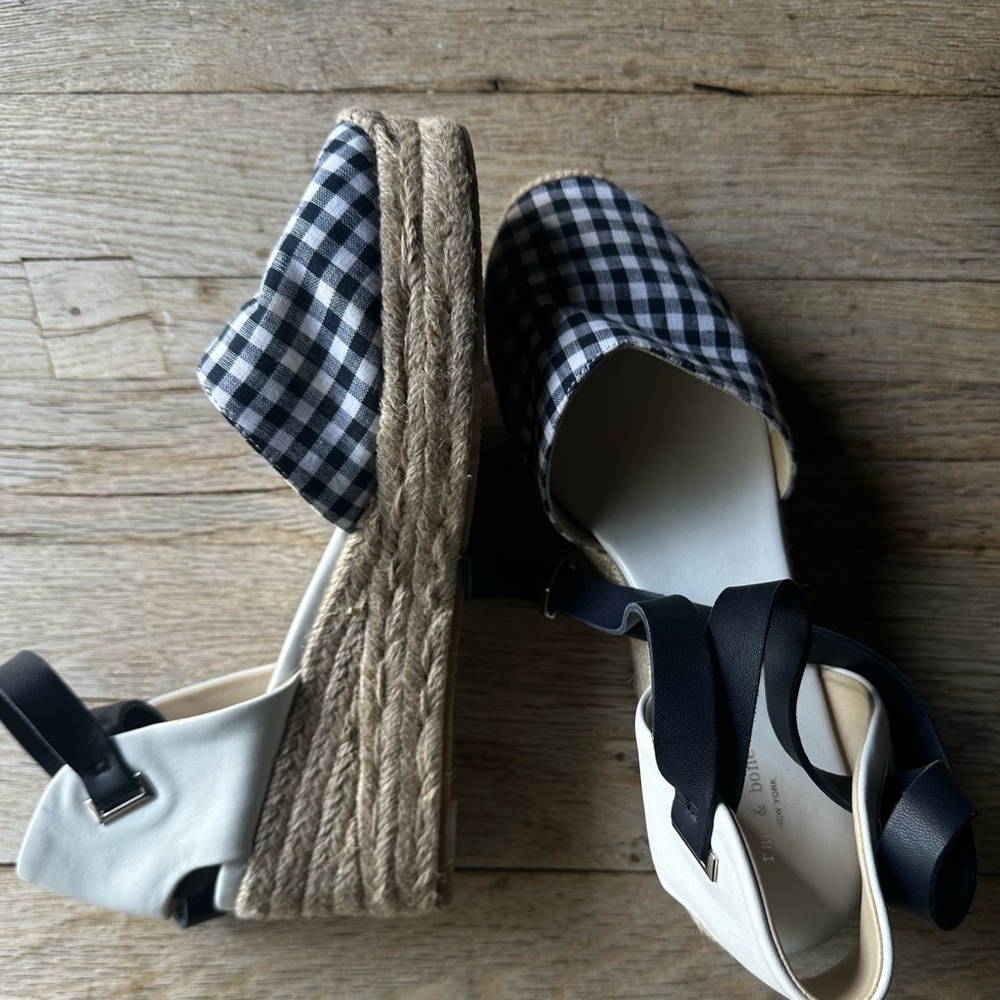 Rag & Bone Kea Espadrilles Navy Gingham Shoes  
Size 38.5